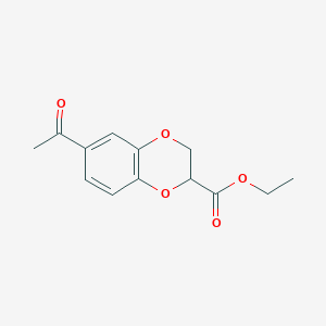 molecular formula C13H14O5 B8549398 Ethyl 6-acetyl-2,3-dihydro-1,4-benzodioxine-2-carboxylate CAS No. 75286-86-1