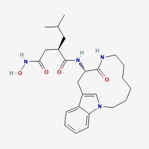 molecular formula C25H36N4O4 B8549428 n4-Hydroxy-2-isobutyl-n1-(9-oxo-1,8-diaza-tricyclo[10.6.1.013,18]nonadeca-12(19),13,15,17-tetraen-10-yl)-succinamide 