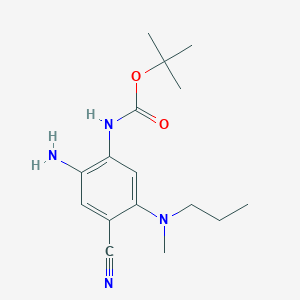 molecular formula C16H24N4O2 B8549436 Carbamic acid,[2-amino-4-cyano-5-(methylpropylamino)phenyl]-,1,1-dimethylethyl ester 