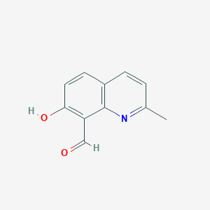 molecular formula C11H9NO2 B8549512 7-Hydroxy-2-methylquinoline-8-carbaldehyde 