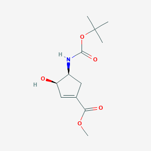 molecular formula C12H19NO5 B8549543 Methyl (3R,4S)-4-((tert-butoxycarbonyl)amino)-3-hydroxycyclopent-1-ene-1-carboxylate 