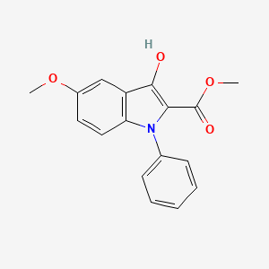 molecular formula C17H15NO4 B8549578 Methyl 3-hydroxy-5-methoxy-1-phenyl-1H-indole-2-carboxylate 