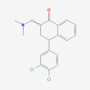 molecular formula C19H17Cl2NO B8549807 4-(3,4-dichlorophenyl)-2-((dimethylamino)methylene)-3,4-dihydronaphthalen-1(2H)-one 