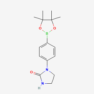 molecular formula C15H21BN2O3 B8549819 1-(4-(4,4,5,5-Tetramethyl-1,3,2-dioxaborolan-2-yl)phenyl)imidazolidin-2-one 