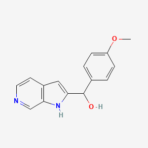 molecular formula C15H14N2O2 B8549933 1h-Pyrrolo[2,3-c]pyridine-2-methanol,a-(4-methoxyphenyl)- 