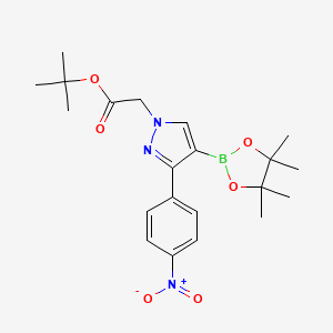 molecular formula C21H28BN3O6 B8550040 tert-butyl 2-[3-(4-nitrophenyl)-4-(4,4,5,5-tetramethyl-1,3,2-dioxaborolan-2-yl)pyrazol-1-yl]acetate 