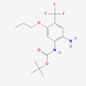 molecular formula C15H21F3N2O3 B8550149 Carbamic acid,[2-amino-5-propoxy-4-(trifluoromethyl)phenyl]-,1,1-dimethylethyl ester 
