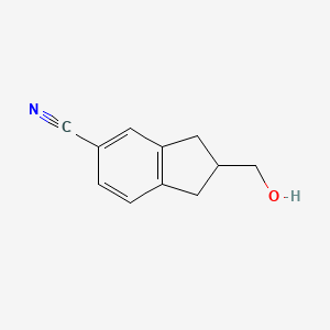 molecular formula C11H11NO B8550212 2-(Hydroxymethyl)-2,3-dihydro-1H-indene-5-carbonitrile 