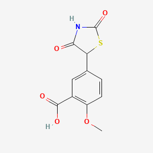 molecular formula C11H9NO5S B8550380 5-(2,4-Dioxothiazolidin-5-yl)-2-methoxybenzoic acid 