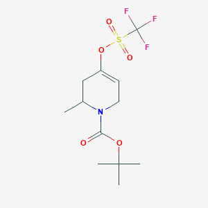 molecular formula C12H18F3NO5S B8550388 1,1-Dimethylethyl 2-methyl-4-{[(trifluoromethyl)sulfonyl]oxy}-3,6-dihydro-1(2H)-pyridinecarboxylate 