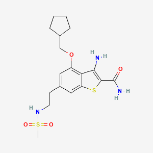 molecular formula C18H25N3O4S2 B8550400 Benzo[b]thiophene-2-carboxamide,3-amino-4-(cyclopentylmethoxy)-6-[2-[(methylsulfonyl)amino]ethyl]- 