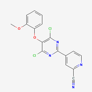 molecular formula C17H10Cl2N4O2 B8550718 4-(4,6-Dichloro-5-(2-methoxyphenoxy)pyrimidin-2-yl)picolinonitrile 