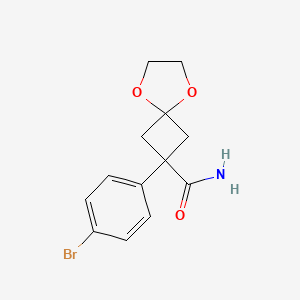 molecular formula C13H14BrNO3 B8550767 2-(4-Bromophenyl)-5,8-dioxaspiro[3.4]octane-2-carboxamide 