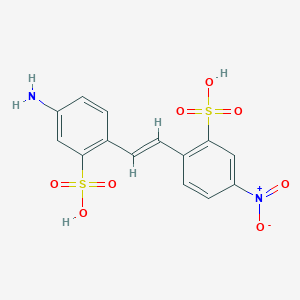 molecular formula C14H12N2O8S2 B085508 苯磺酸，5-氨基-2-(2-(4-硝基-2-磺基苯基)乙烯基)- CAS No. 119-72-2