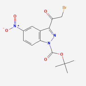 molecular formula C14H14BrN3O5 B8550902 1h-Indazole-1-carboxylic acid,3-(bromoacetyl)-5-nitro-,1,1-dimethylethyl ester 