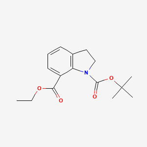 molecular formula C16H21NO4 B8550974 1-(1,1-Dimethylethyl) 7-ethyl 2,3-dihydro-1H-indole-1,7-dicarboxylate 