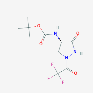 molecular formula C10H14F3N3O4 B8550998 4-(S)-(t-butoxycarbonylamino)-1-(trifluoroacetyl)3-oxo-1,2-diazolidine 