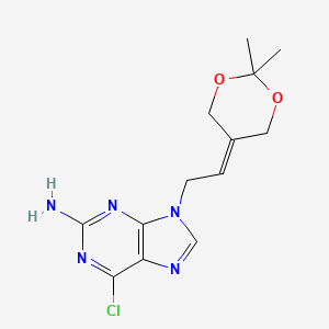 molecular formula C13H16ClN5O2 B8551052 9H-Purin-2-amine, 6-chloro-9-[2-(2,2-dimethyl-1,3-dioxan-5-ylidene)ethyl]- 