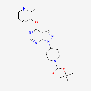 molecular formula C21H26N6O3 B8551148 4-[4-(2-Methyl-pyridin-3-yloxy)-pyrazolo[3,4-d]pyrimidin-1-yl]-piperidine-1-carboxylic acid tert-butyl ester 