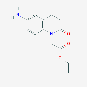 molecular formula C13H16N2O3 B8551165 ethyl 2-(6-amino-2-oxo-3,4-dihydroquinolin-1(2H)-yl)acetate 