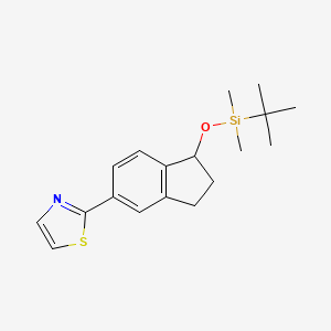 molecular formula C18H25NOSSi B8551185 2-(1-{[tert-Butyl(dimethyl)silyl]oxy}-2,3-dihydro-1H-inden-5-yl)-1,3-thiazole CAS No. 869725-77-9
