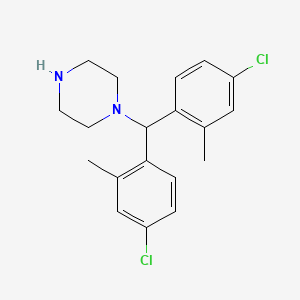 molecular formula C19H22Cl2N2 B8551208 1-(Bis(4-chloro-2-methylphenyl)methyl)piperazine 