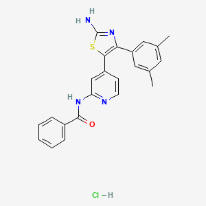 molecular formula C23H21ClN4OS B8551321 n-[4-[2-Amino-4-(3,5-dimethylphenyl)-1,3-thiazol-5-yl]-2-pyridyl]benzamide hydrochloride 