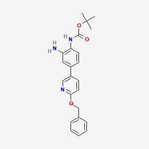 molecular formula C23H25N3O3 B8551417 Carbamic acid,[2-amino-4-[6-(phenylmethoxy)-3-pyridinyl]phenyl]-,1,1-dimethylethyl ester 