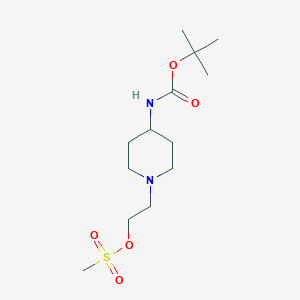 molecular formula C13H26N2O5S B8551575 2-(4-((Tert-butoxycarbonyl)amino)piperidin-1-yl)ethyl methanesulfonate 