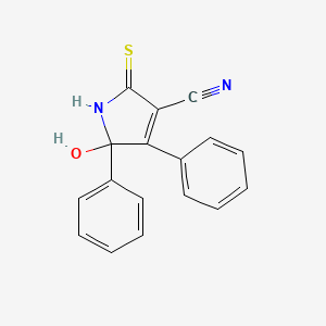 molecular formula C17H12N2OS B8551695 5-Hydroxy-4,5-diphenyl-2-sulfanylidene-2,5-dihydro-1H-pyrrole-3-carbonitrile CAS No. 88709-40-4