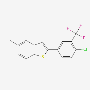 molecular formula C16H10ClF3S B8551853 2-[4-Chloro-3-(trifluoromethyl)phenyl]-5-methyl-1-benzothiophene CAS No. 820240-89-9