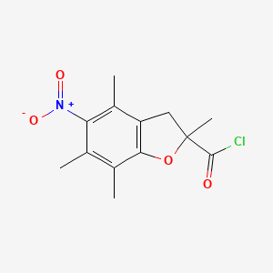 molecular formula C13H14ClNO4 B8551999 2,4,6,7-Tetramethyl-5-nitro-2,3-dihydro-1-benzofuran-2-carbonyl chloride CAS No. 841295-58-7
