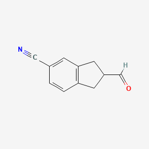 molecular formula C11H9NO B8552128 2-Formyl-2,3-dihydro-1H-indene-5-carbonitrile 