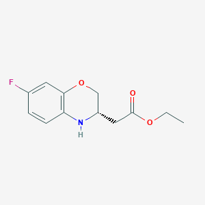molecular formula C12H14FNO3 B8552195 Ethyl (S)-2-(7-fluoro-3,4-dihydro-2H-benzo[b][1,4]oxazin-3-yl)acetate 