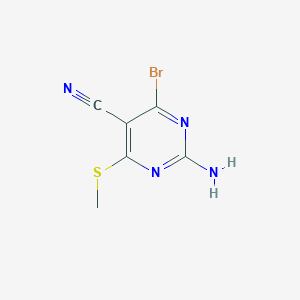 molecular formula C6H5BrN4S B8552219 2-Amino-4-bromo-6-methylsulfanyl-pyrimidine-5-carbonitrile CAS No. 324559-04-8