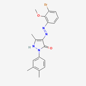 molecular formula C19H19BrN4O2 B8552489 (E)-4-(2-(3-bromo-2-methoxyphenyl)hydrazono)-2-(3,4-dimethylphenyl)-5-methyl-2,4-dihydro-3H-pyrazol-3-one 