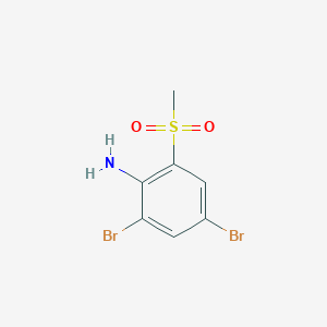 molecular formula C7H7Br2NO2S B8552557 2,4-Dibromo-6-(methylsulfonyl)aniline CAS No. 88149-45-5