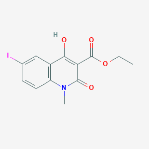 molecular formula C13H12INO4 B8552646 Ethyl 4-hydroxy-6-iodo-1-methyl-2-oxo-1,2-dihydroquinoline-3-carboxylate 