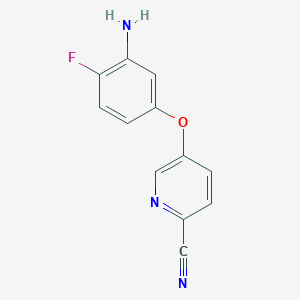 molecular formula C12H8FN3O B8552688 5-(3-Amino-4-fluorophenoxy)picolinonitrile 