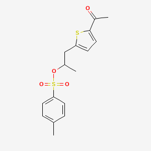 molecular formula C16H18O4S2 B8552698 1-(5-Acetylthiophen-2-yl)propan-2-yl 4-methylbenzene-1-sulfonate CAS No. 88961-87-9