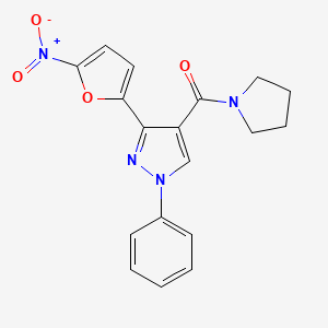 molecular formula C18H16N4O4 B8552966 [3-(5-Nitrofuran-2-yl)-1-phenyl-1H-pyrazol-4-yl](pyrrolidin-1-yl)methanone CAS No. 61651-02-3