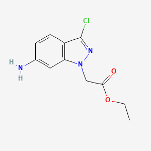molecular formula C11H12ClN3O2 B8553084 Ethyl 6-amino-3-chloroindazol-1-ylacetate 
