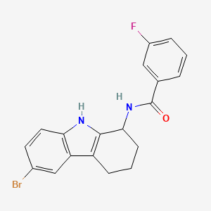 molecular formula C19H16BrFN2O B8553296 N-(6-Bromo-2,3,4,9-tetrahydro-1H-carbazol-1-yl)-3-fluorobenzamide CAS No. 827590-58-9
