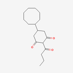 molecular formula C18H28O3 B8553308 2-Butanoyl-5-cyclooctylcyclohexane-1,3-dione CAS No. 88945-05-5