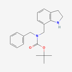molecular formula C21H26N2O2 B8553316 Carbamic acid,[(2,3-dihydro-1h-indol-7-yl)methyl](phenylmethyl)-,1,1-dimethylethyl ester 