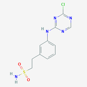 molecular formula C11H12ClN5O2S B8553415 2-[3-((4-Chloro-1,3,5-triazin-2-yl)amino)phenyl]ethanesulfonamide 