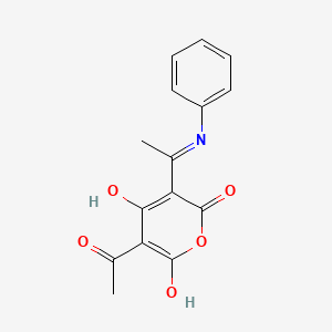 molecular formula C15H13NO5 B8553420 (3Z)-5-acetyl-3-(1-anilinoethylidene)-6-hydroxypyran-2,4-dione CAS No. 59257-02-2