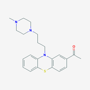 molecular formula C22H27N3OS B085537 Ketone, methyl 10-(3-(4-methyl-1-piperazinyl)propyl)phenothiazin-2-YL CAS No. 1053-74-3