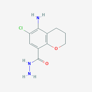molecular formula C10H12ClN3O2 B8553746 5-Amino-6-chloro-chroman-8-carboxylic acid hydrazide 