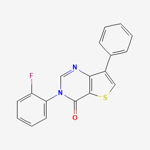 molecular formula C18H11FN2OS B8553749 3-(2-Fluorophenyl)-7-phenylthieno[3,2-d]pyrimidin-4(3H)-one 